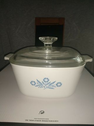 Vintage Blue Cornflower Corning Ware 1 3/4 Quart Baking Dish Casserole W/ Lid
