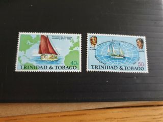 Trinidad And Tobago 1974 Sg 454 - 455 1st Anniv Of World Voyage Mnh