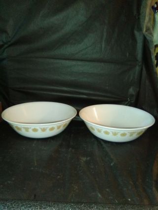 Set Of 2 Vintage Cornware Serving Bowls Butterfly Gold