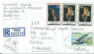 Jamaica,  Registered Air Mail Cover To Finland,  Bob Marley