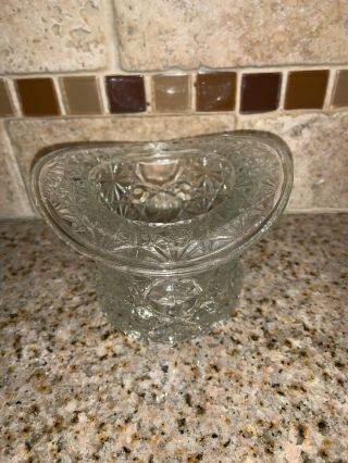 Fenton Clear Crystal Cut Glass Daisy Button Extra Large Top Hat 3 1/4 Tall 1196
