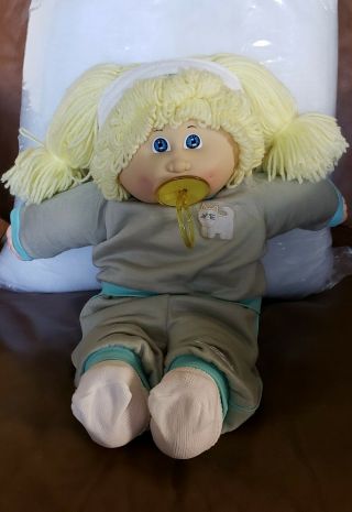 Vintage Cabbage Patch Doll Yellow/blonde Hair Blue Eyes Pacifier