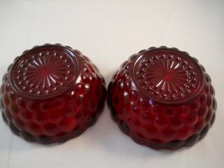 2 Vintage Anchor Hocking Royal Ruby Red Bubble Glass Berry Bowls