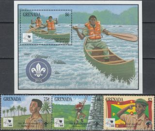 Grenada Strip & S/s 18th World Scout Jamboree The Netherlands 1995 Mnh - 12 Euro