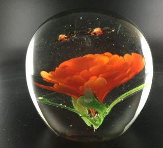 Art Glass Ball With Flower And Bees,  Orb Bubble 4 inches 2