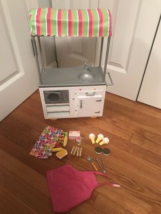 American Girl Doll Campus Food Snack Cart With Accessories
