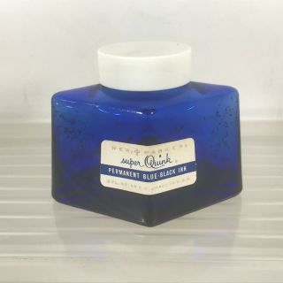 Vintage Parker Cobalt Blue Glass Ink Bottle With Lid