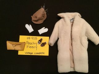 915 Vintage Barbie Outfit 915 Peachy Fleecy Coat 1959.  Complete