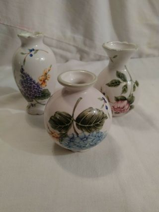 Princess House Vintage Garden Set Of 3 Floral Mini Vases