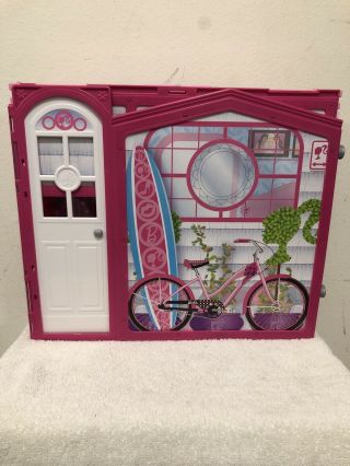 Barbie 2009 Glam Vacation Beach House Fold Out Doll House Mattel Playset Pink 2