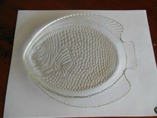 4 Clear Glass Fish Plates Arcoroc France