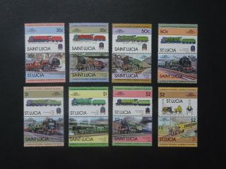 Set Of 16 Railway Stamps From St Lucia (sg 651 - 666) Dated 1983 Umm