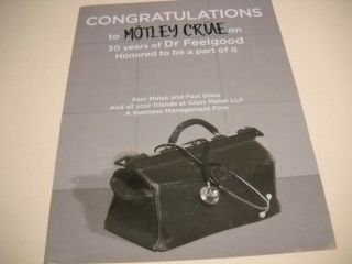 Motley Crue Doctor Bag To Celebrate 30 Years Of Feelgood 2019 Promo Poster Ad
