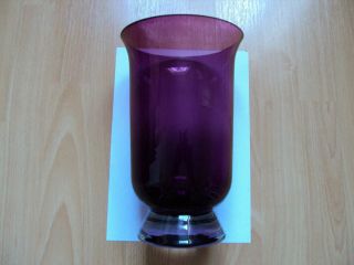 Large Italian Style Purple/amethyst Glass Hurricane Vase 10 " /26cm X 6 1/2 " /16cm