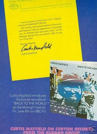 Curtis Mayfield 1973 Promo Poster Ad Back To The World
