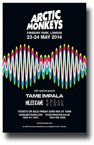 Arctic Monkeys Poster Concert 11 X 17 Inches W Tame Impala London
