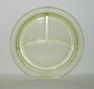 Hazel Atlas Glass FLORENTINE No.  2 Poppy Yellow 3 - Part Divided Grill Plate 2