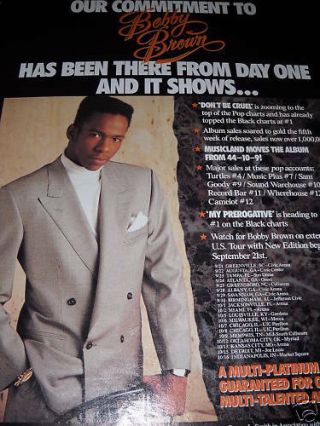 Bobby Brown Autumn 1988 Tour Dates Promo Poster Ad