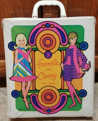 Vtg Barbie 1967 Francie Casey Vinyl Carrying Case Rare Vg Great Bright Graphics