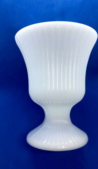 Vintage EO Brody Co M7000 White Milk Glass Ribbed Pedestal Vase/Dish/Planter 5 