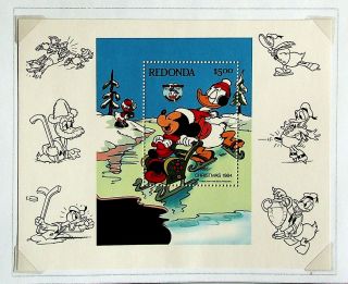 Antigua & Barbuda Redonda 1984 Christmas Disney Cartoon Characters $5 Mnh Sheet
