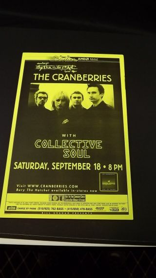 1999 The Cranberries W/ Collective Soul Music Concert Poster Flyer Ad
