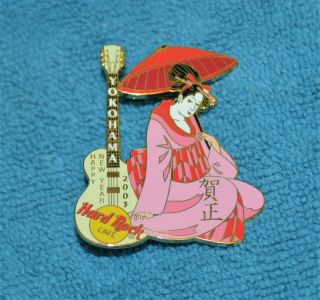 Hard Rock Cafe 2003 Yokohama Geisha In Pink With Parasol & Guitar Pin 16109