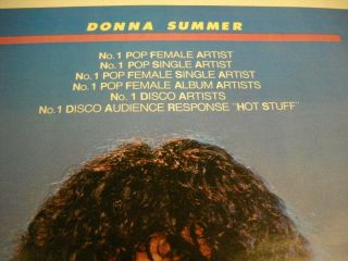 DONNA SUMMER is Number One - six times over 1979 PROMO POSTER AD 2