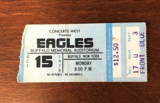 Vintage Buffalo Memorial Auditorium 1979 Eagles Concert Ticket Stub