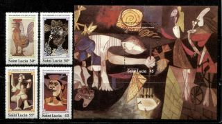 St Lucia 1981,  Paintings,  Pablo Picasso Centenary,  Scott 550 - 554,  Mnh