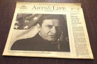 Johnny Cash Obituary Cleveland Plain Dealer Newspaper Section 9/13/2003