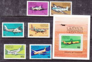 Grenada Grenadines 1976 Aircraft Set Mnh And Mini Sheet Mh