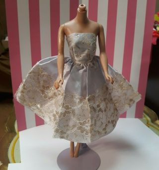 Vintage Clone Barbie Doll Lavender Dress W Metallic Lace & Glitter