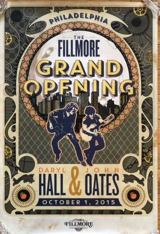 Daryl Hall & John Oates The Fillmore Grand Opening Philadelphia Concert Poster