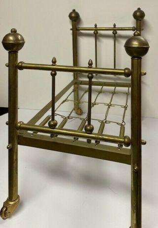 Vintage Brass Doll Bed W Spring 18 " X 10 1/2 " X 17 1/2 ",  Charming
