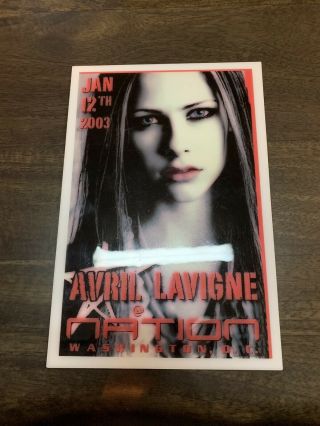 Avril Lavigne Plastic Placard From 2003 Tour Washington D.  C