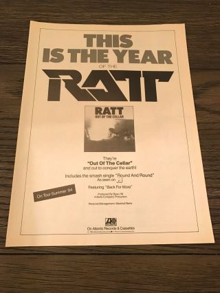 1984 Vintage 8x11 Album Promo Print Ad For Ratt Out Of The Cellar Year Of The.