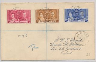 Lm00547 St Christopher 1937 To England Cover With Good Cancels