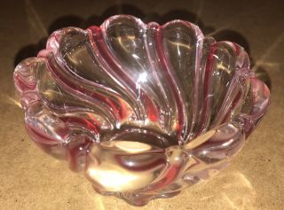 Vintage Mikasa Red Swirl Clear Candy Dish 3.  75” High X 4.  25” Diameter