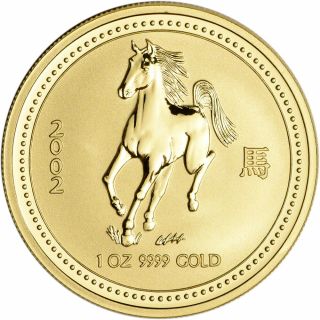 2002 Australia Gold Lunar Series I Year Of The Horse 1 Oz $100 - Bu