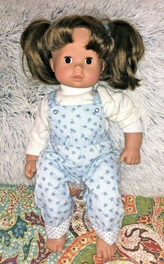 Gotz - Puppen Germany Girl 16 " Doll Brown Hair Brown Eyes Blue Outfit Shoes