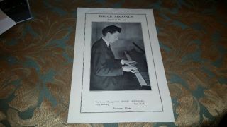 Bruce Simonds American Pianist Publicity & Reviews From 1920 