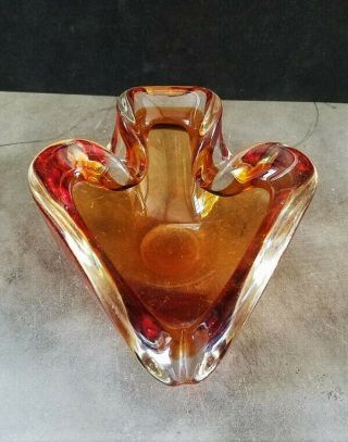 Vintage Murano Italy Brown Art Glass Ashtray 3 Slot