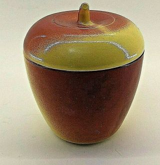 Hazel Atlas Apple Shaped Painted Milk Glass Sugar Bowl Jam Jar 1950 