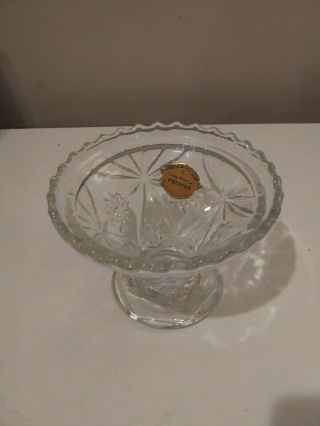 Vintage Anchor Hocking Eapg Star Of David Punch Bowl Stand With Sticker