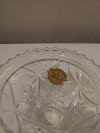 Vintage Anchor Hocking EAPG Star Of David Punch Bowl Stand With Sticker 2