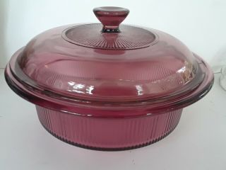 Corning Ware Vision " Cranberry " 24oz 750ml Casserole Dish W/lid V - 30 - B