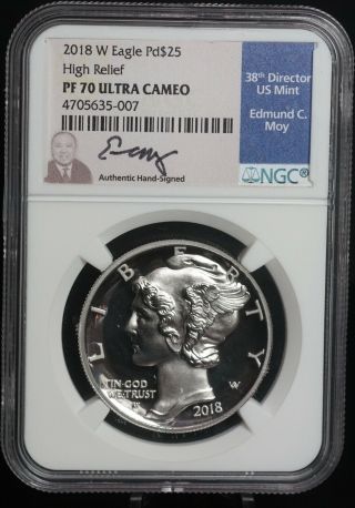 Ngc 2018 W American Palladium Eagle Pf70 Ultra Cameo $25 High Relief 1oz Coin