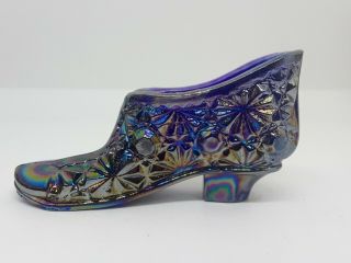 Joe St.  Clair Cobalt Blue Carnival Glass Shoe Daisy Button