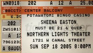 Sheena Easton Concert Ticket Stub